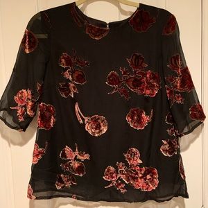 Beautiful Etam velvet flower blouse